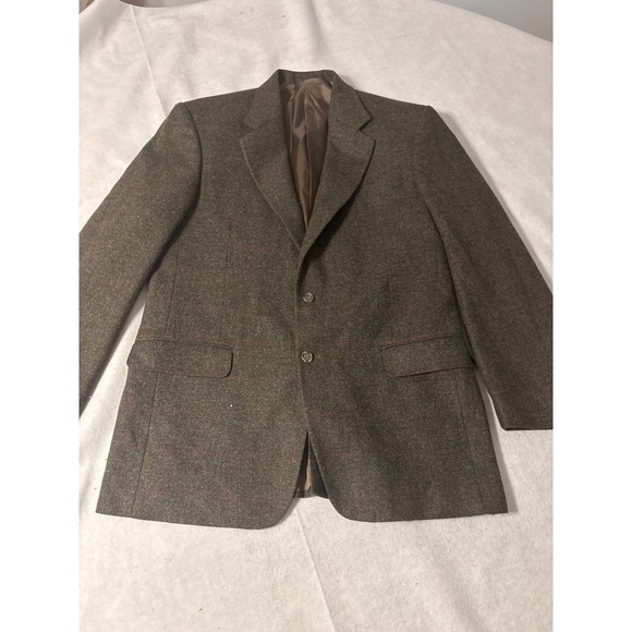 Todays ManMens Tweed Blazer Jacket Brown Red Plaid Sport Coat Two Button sz 42L